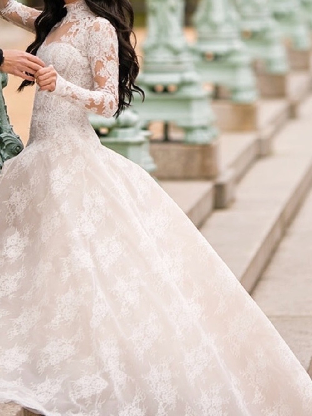 Mikael D lace wedding dress